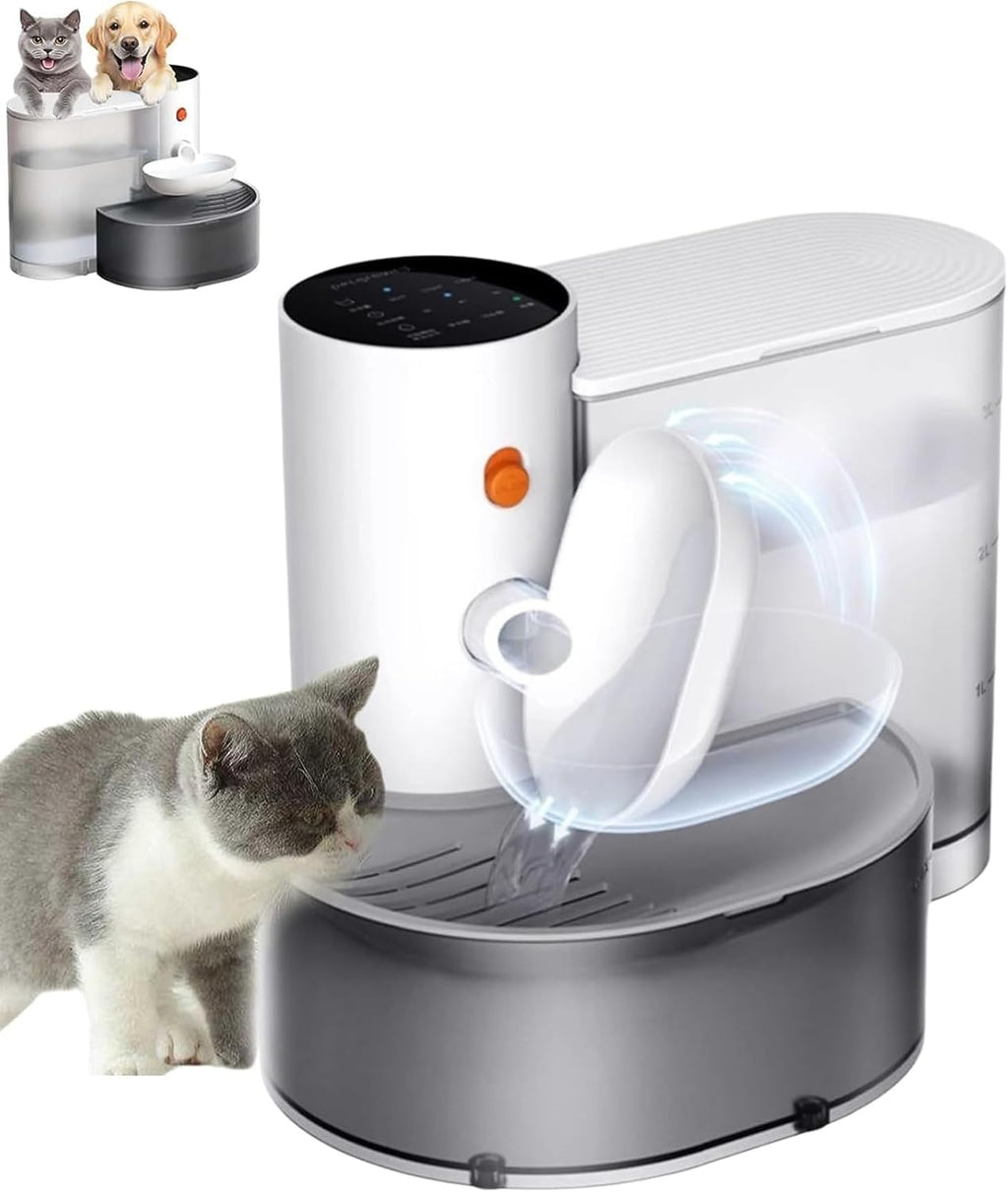 Filter free Cat Water Fountain,Wireless Pet Fountain Battery Operated,3L