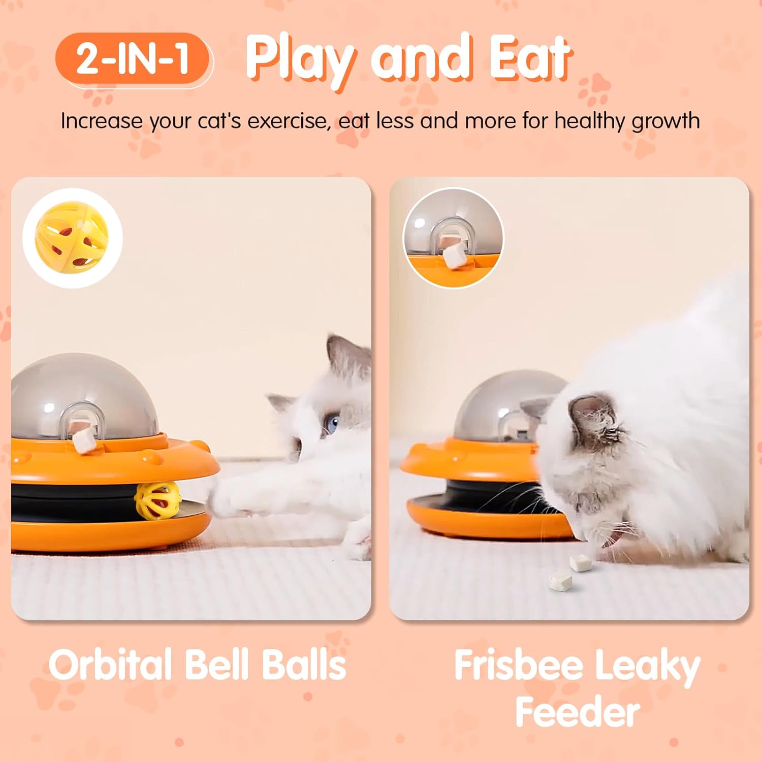 Interactive Cat Slow Feeder, 2-in-1 Intelligent Sensing Cat Automatic Food Dispenser