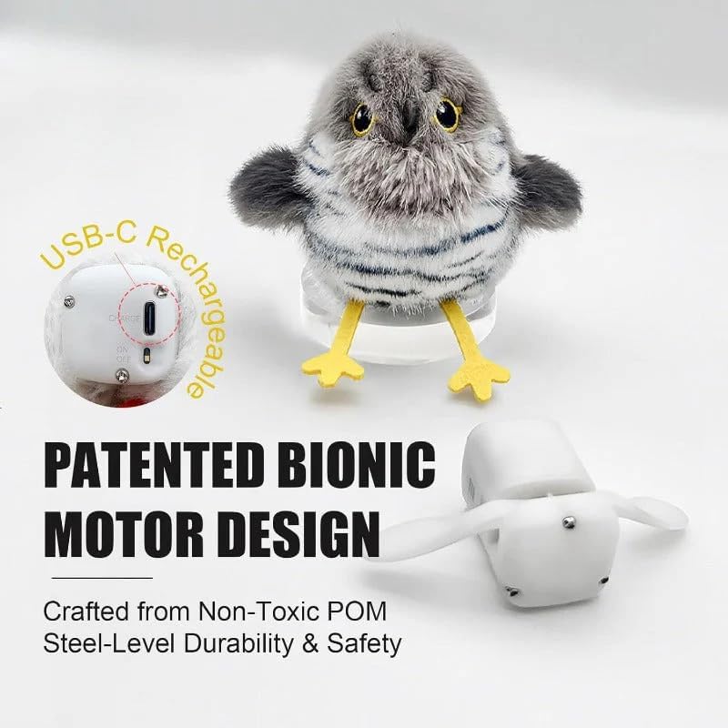 Rechargeable Flapping Bird Cat Toy – USB & Motion‐Activated Chirping Sparrow