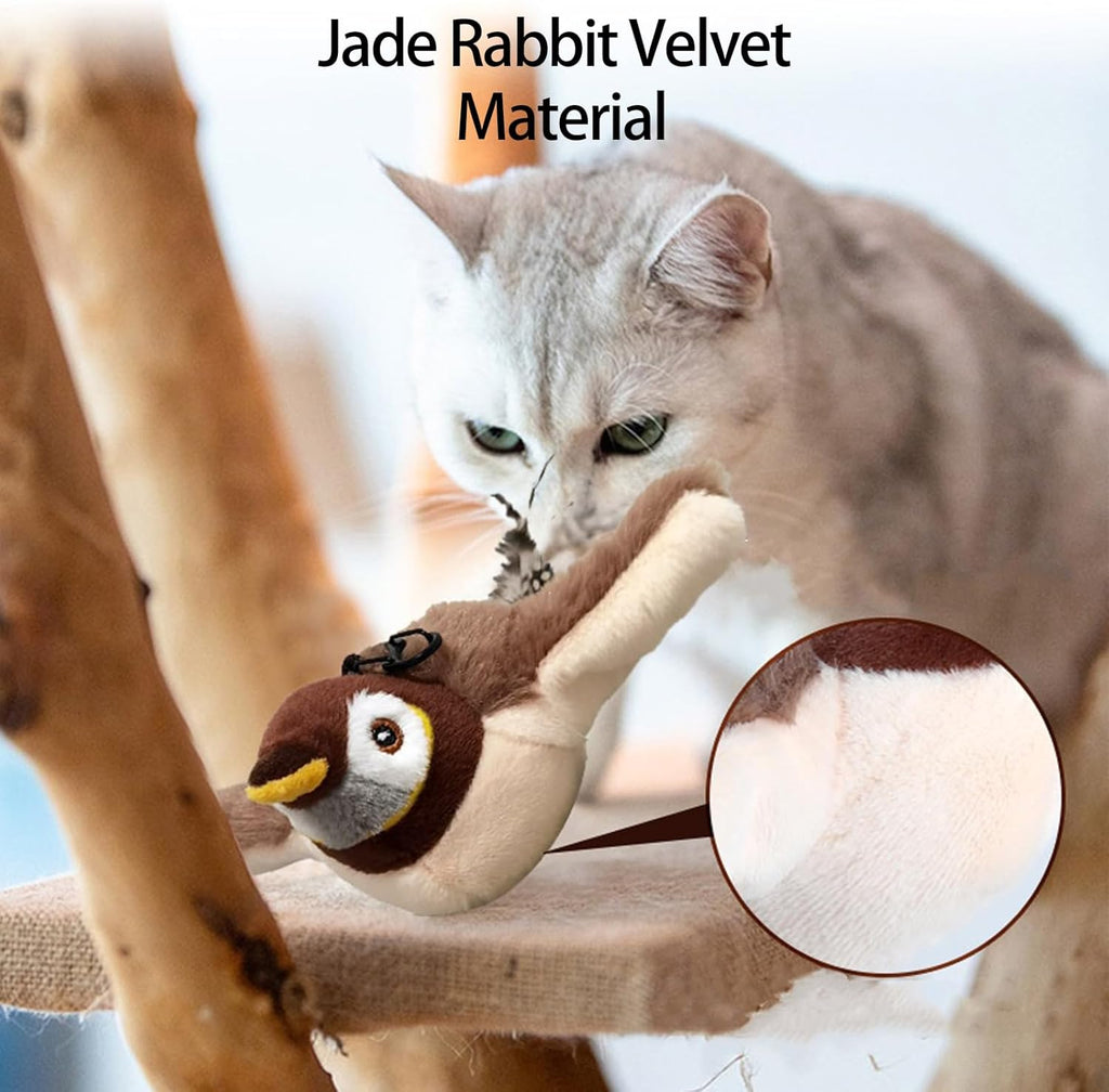 Rechargeable Flapping Bird Cat Toy – USB & Motion‐Activated Chirping Sparrow