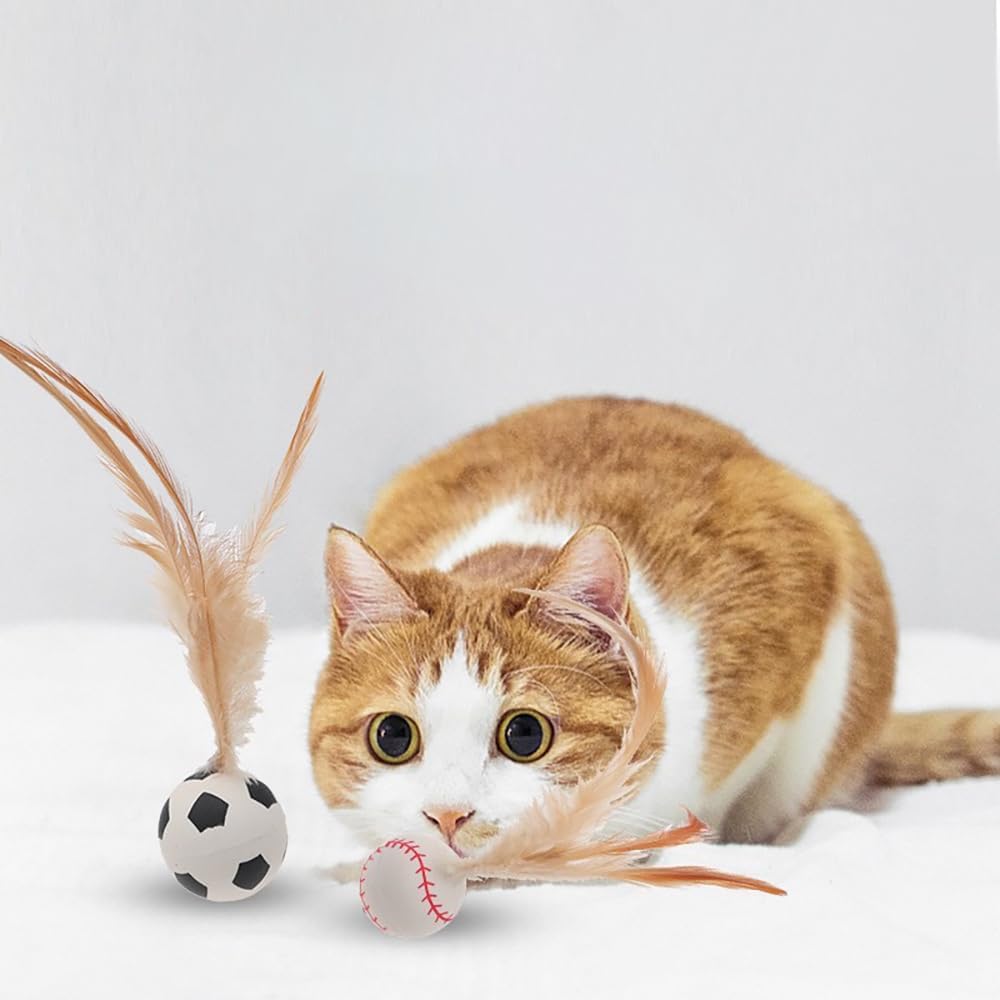 Cat Feather Ball Toys Cat Toys for Indoor Cats Bouncy Balls Toys