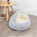 Calming Round Dog Beds &Cat Cave Bed with Hooded Cover