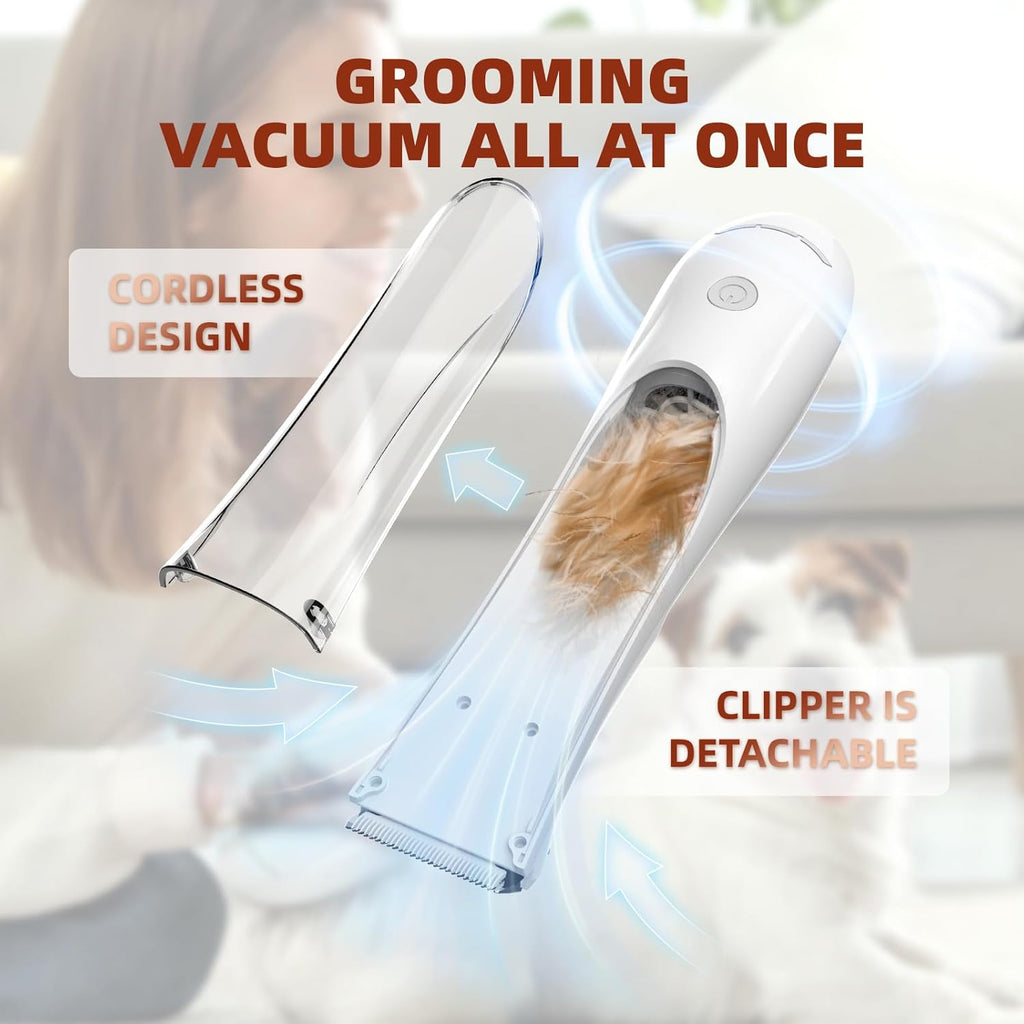Rechargeable Electric Hair Trimmer with Vacuum Cordless For Pet