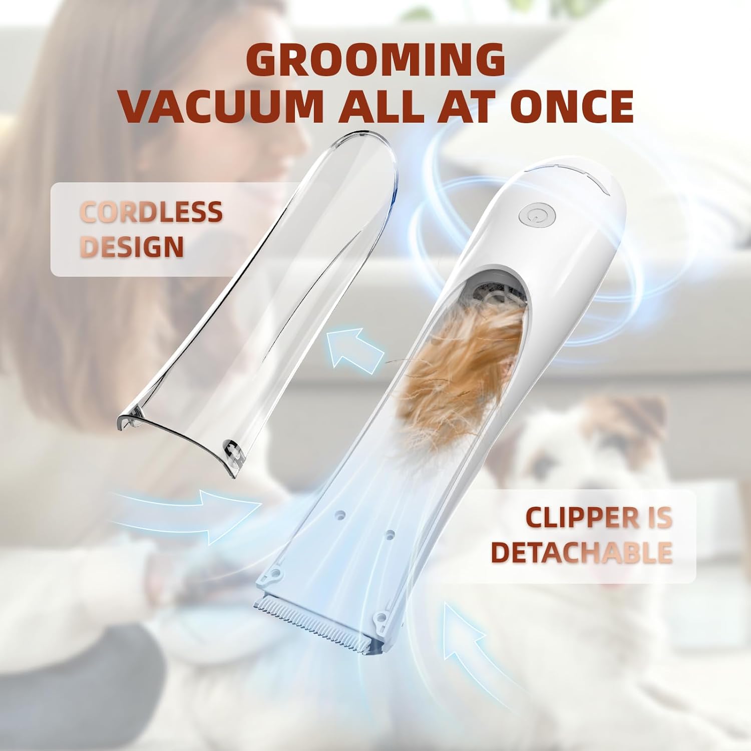 Rechargeable Electric Hair Trimmer with Vacuum Cordless For Pet