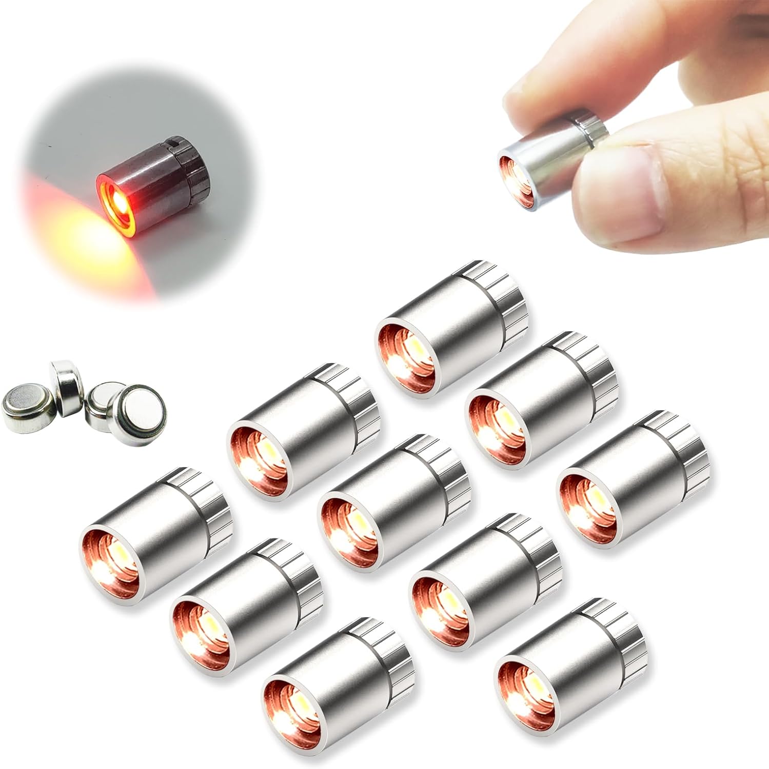 10 pcs Miniature Led Lights for Hand Craft/DIY, Dollhouse Light, Battery Powered - 10 Pack (Red)