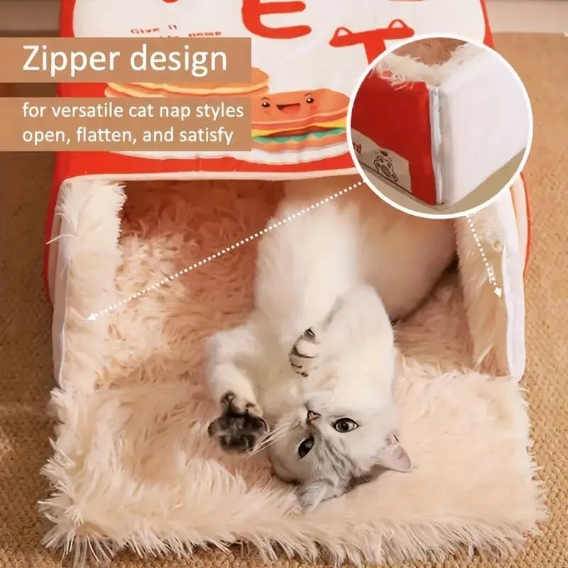 Pet House with Soft PP Cotton Cat Bed