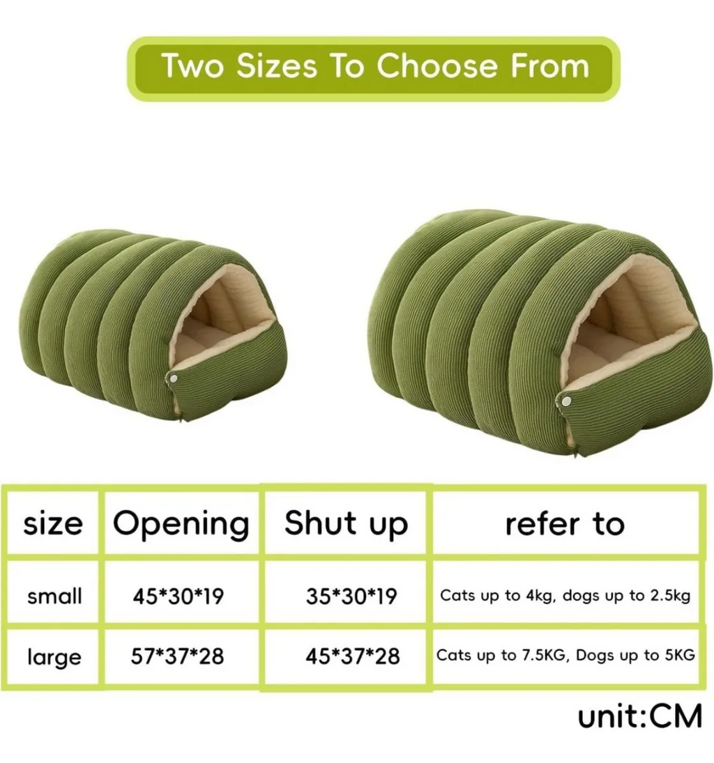 Soft Plush Cat Bed – Semi-Enclosed Winter Comfort Nest, Warm and Cozy Pet Sleeping Bed